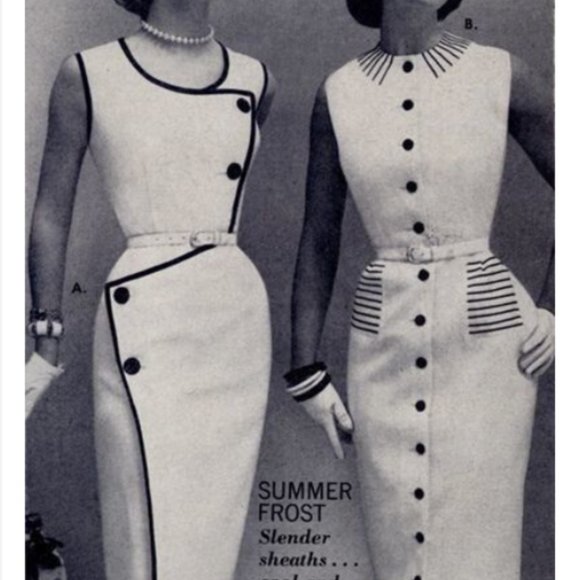 1960s Vintage Dress Blue Wiggle Mod Midcentury Side Buttons Swinging 60s - Picture 9 of 11